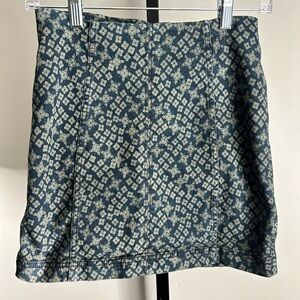 Free People Floral Indigo & Sage Green Mini Skirt